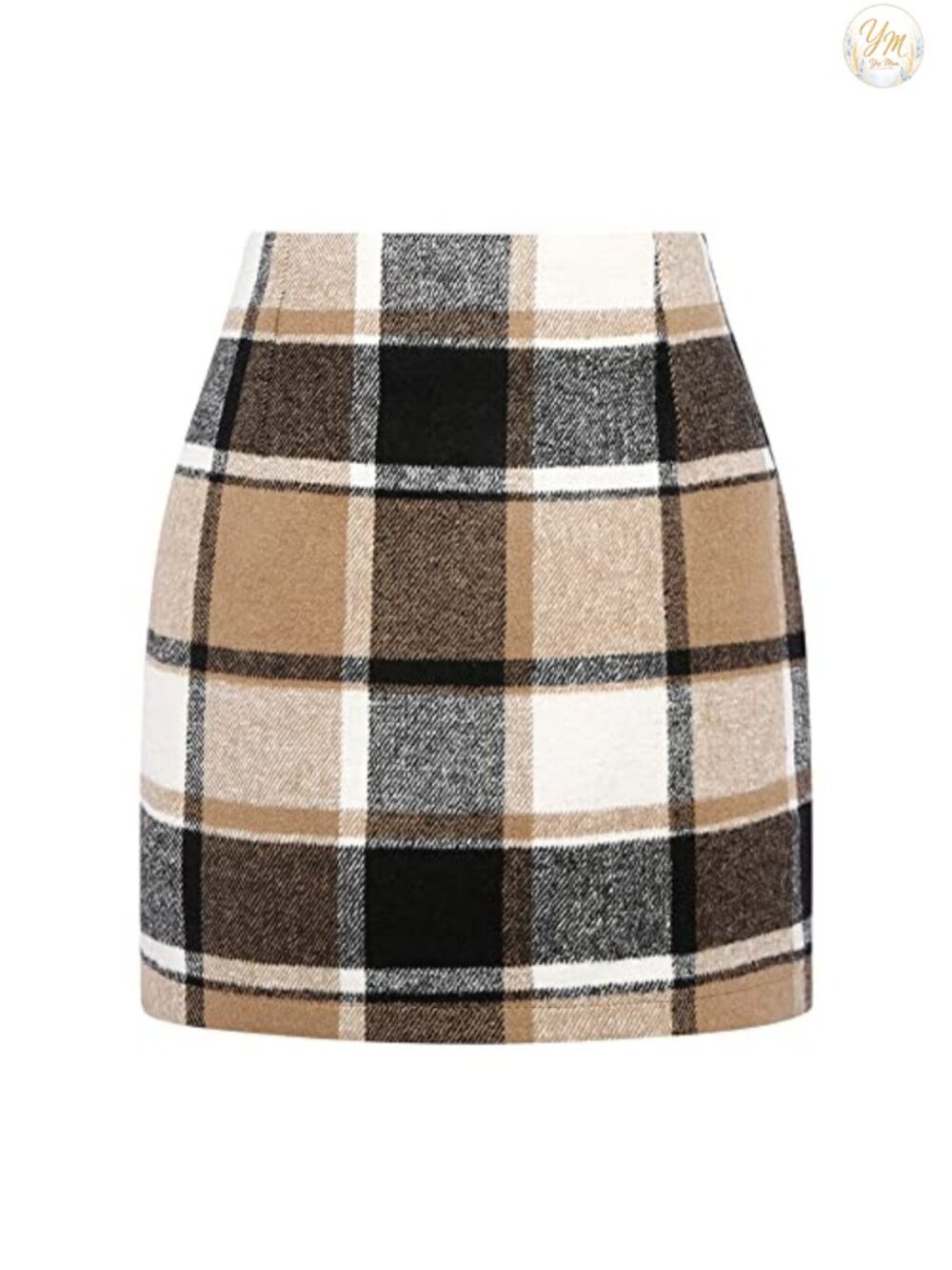 Wool Plaid Mini Skirt High Waisted Bodycon Pencil Skirt Side Zipper Fall Winter